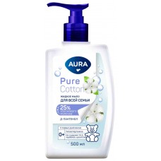 AURA Pure Cotton Жидкое мыло для всей семьи флакон/дозатор 500мл КК/12